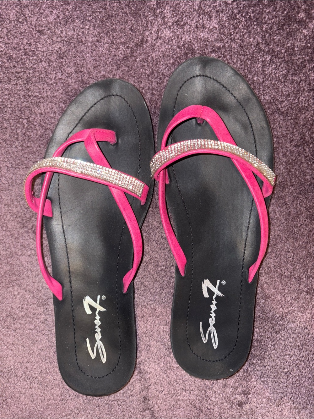 Seven7 Hot Pink Rhinestone Strap Sandals